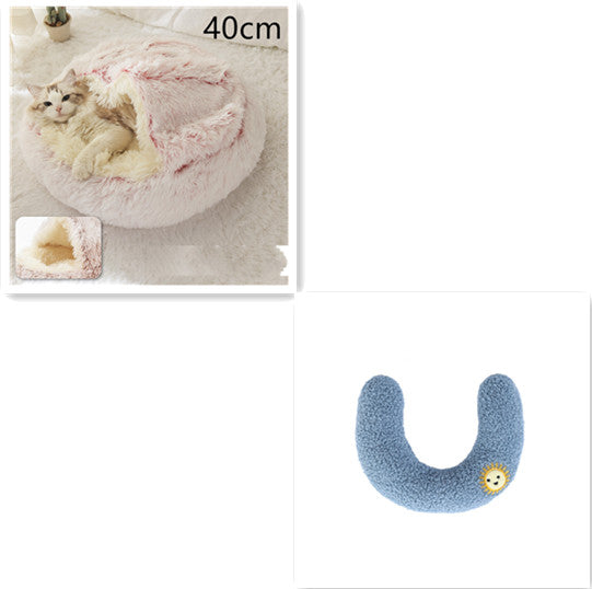2-in-1 Round Plush Pet Bed Warm Winter House