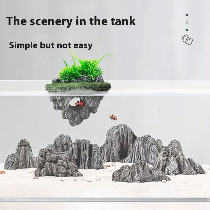 Floating Stone Ornament For Pet Tank Landscaping