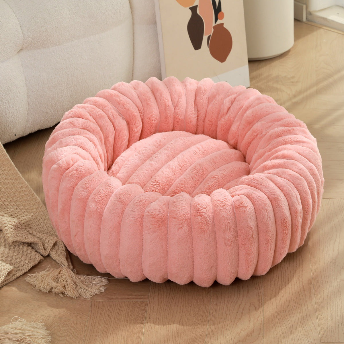 High-Weight Plush Round Pet Nest Warm Bed