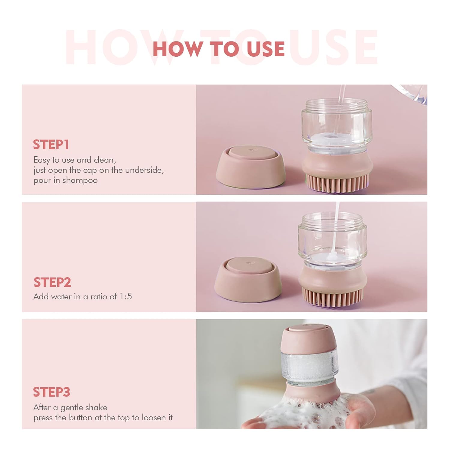 Silicone Pet Grooming Bath Brush With Shampoo Dispenser