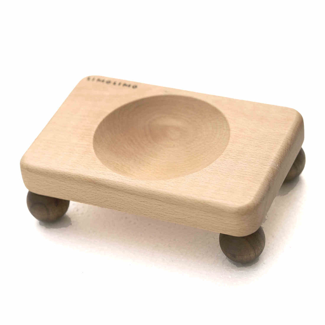 Solid Wood Pet Feeding Bowl With Ceramic Insert