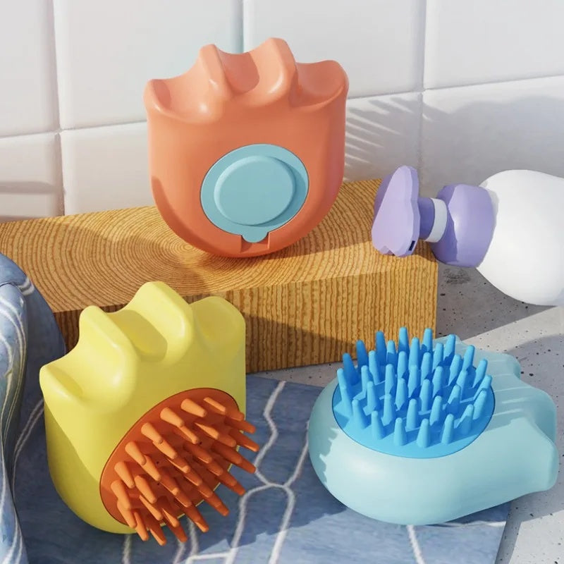 Pet Bath Massage Brush With Shampoo Dispenser