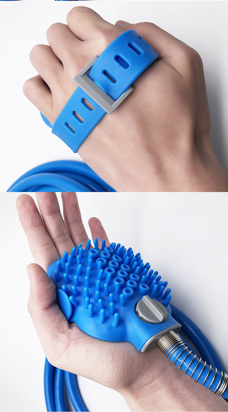 Silicone Pet Bath Gloves With Handheld Massage Nozzle