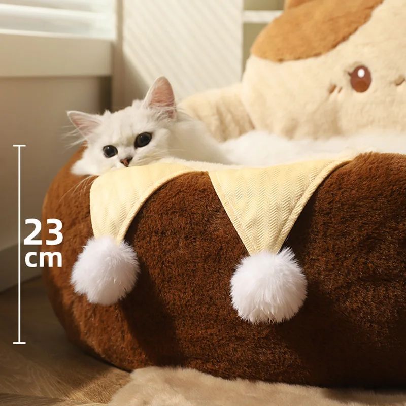 Round Plush Pet Bed Soft Warm Cushion