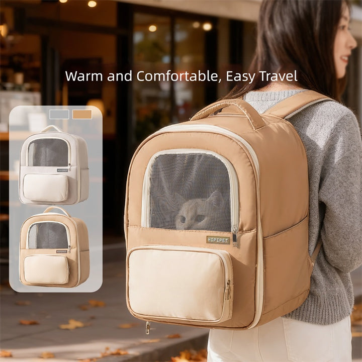 Breathable Warm Pet Carrier Backpack With Mesh Window