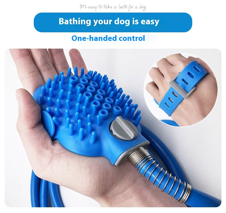 Silicone Pet Bath Gloves With Handheld Massage Nozzle