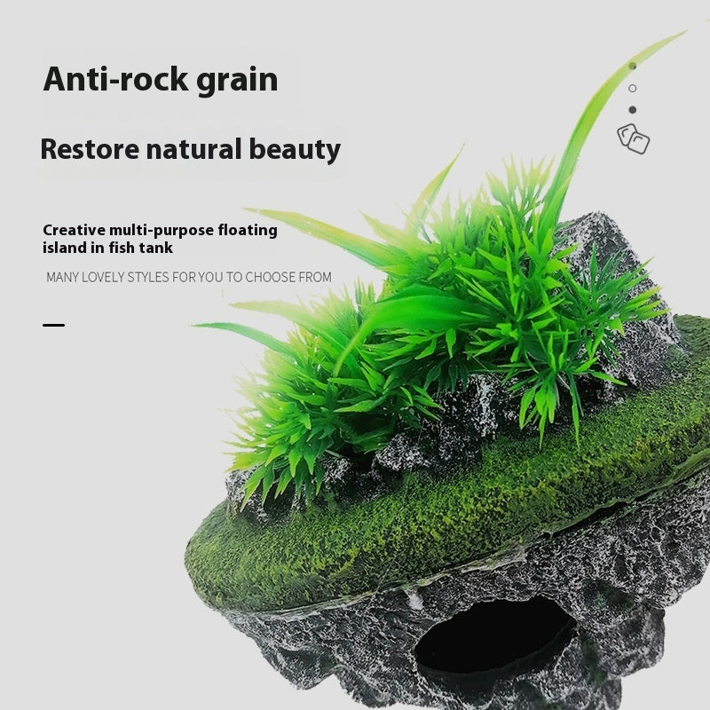 Floating Stone Ornament For Pet Tank Landscaping