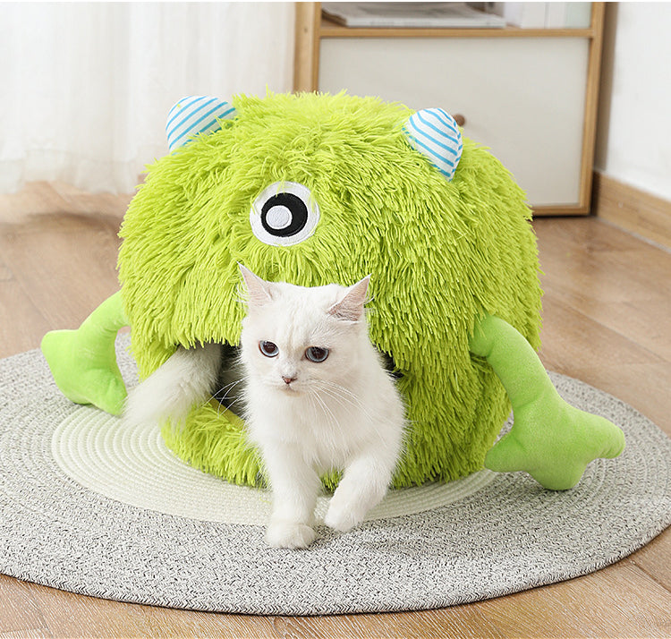 Machine Washable Round Plush Pet Bed Calming Cushion