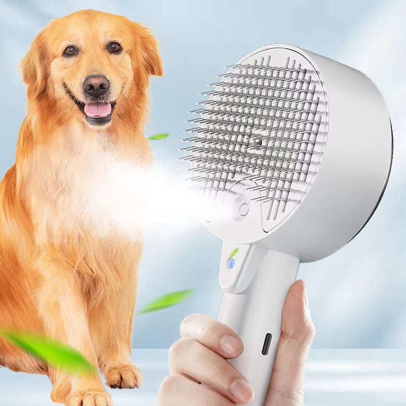 3-in-1 Electric Steam Pet Grooming Brush And Massager