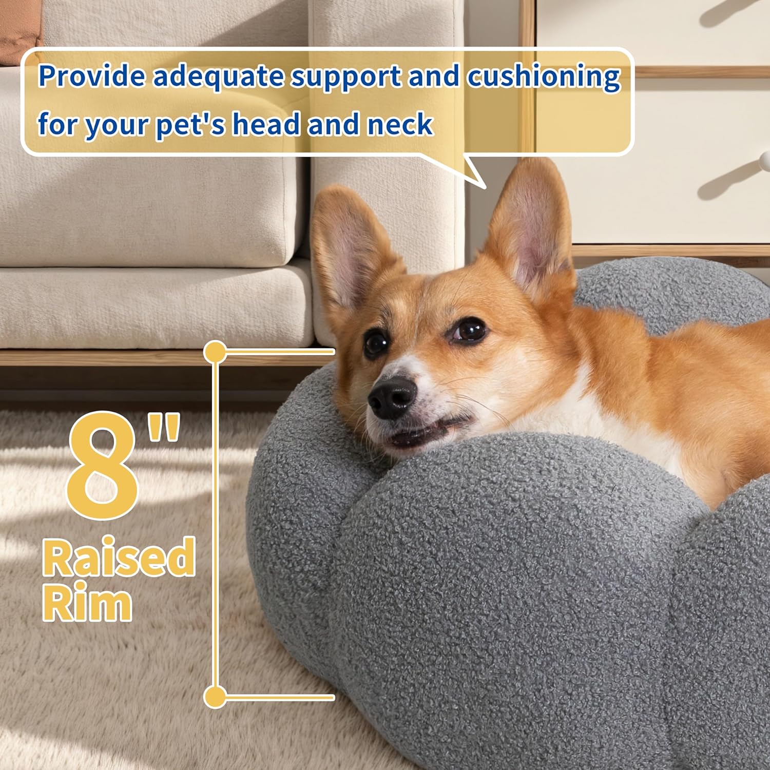 Fluffy Flower Donut Plush Pet Bed Calming Cuddler