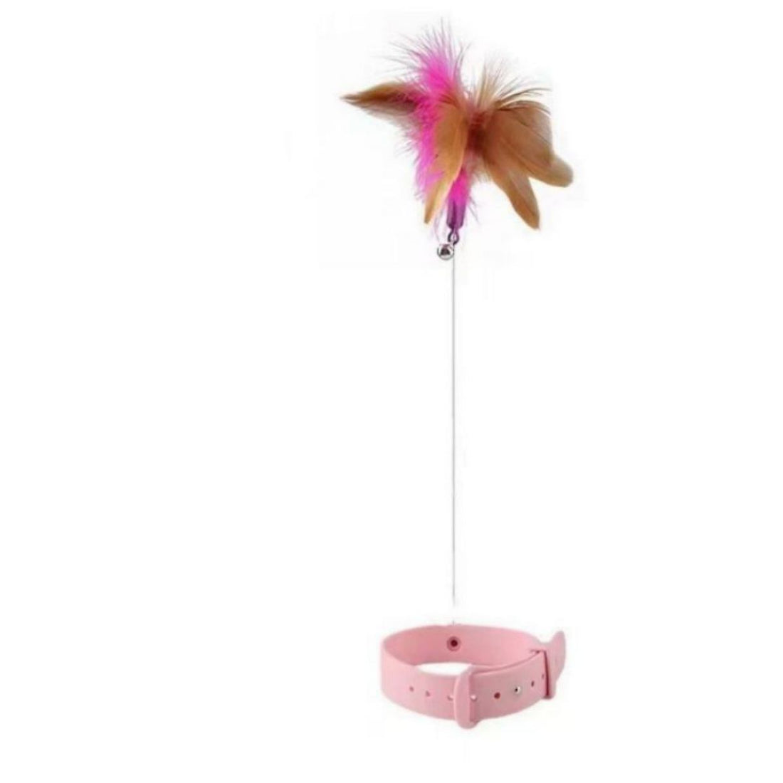 Adjustable Silicone Pet Collar Toy With Feather And Bell