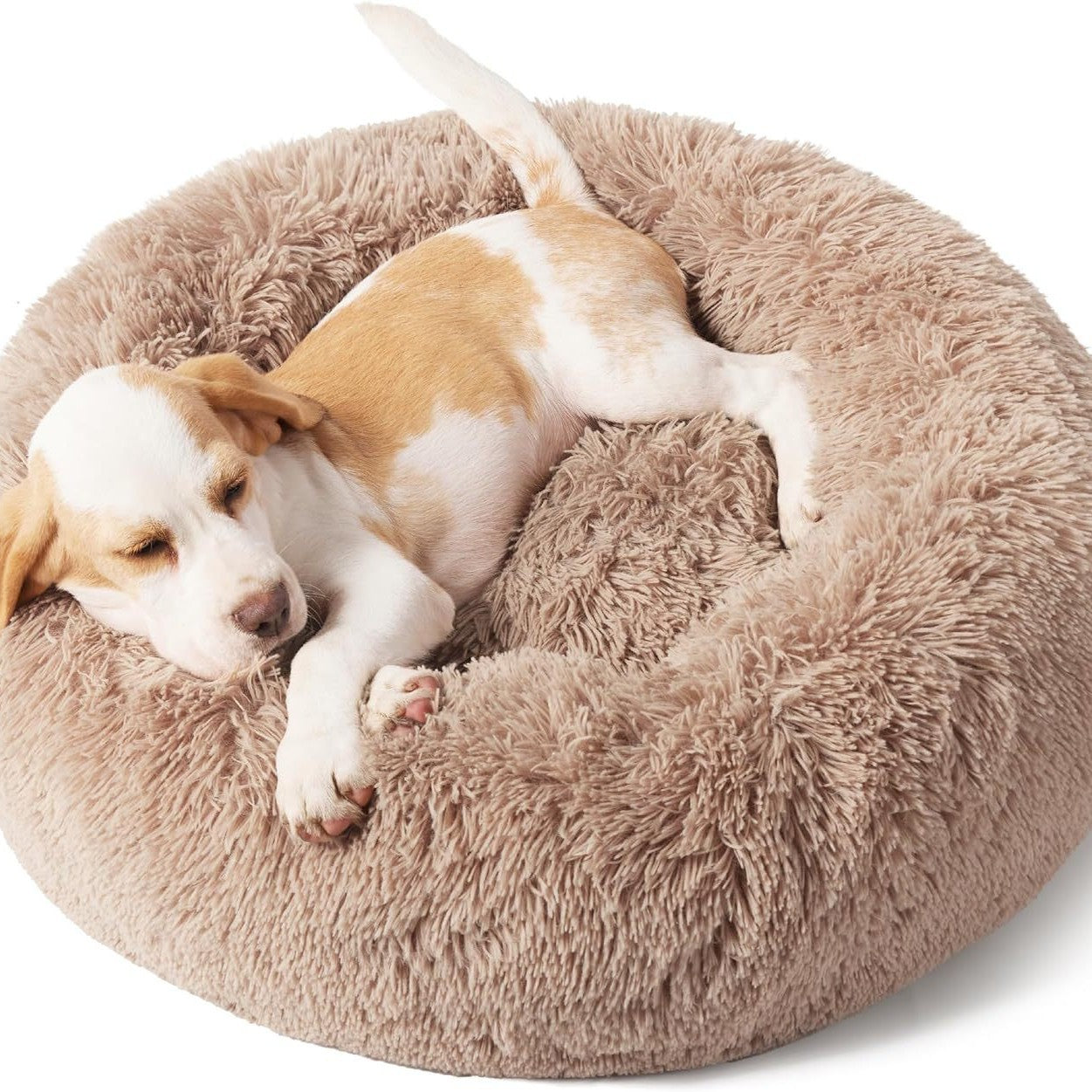 Indoor Solid Color Non-Slip Round Plush Pet Bed