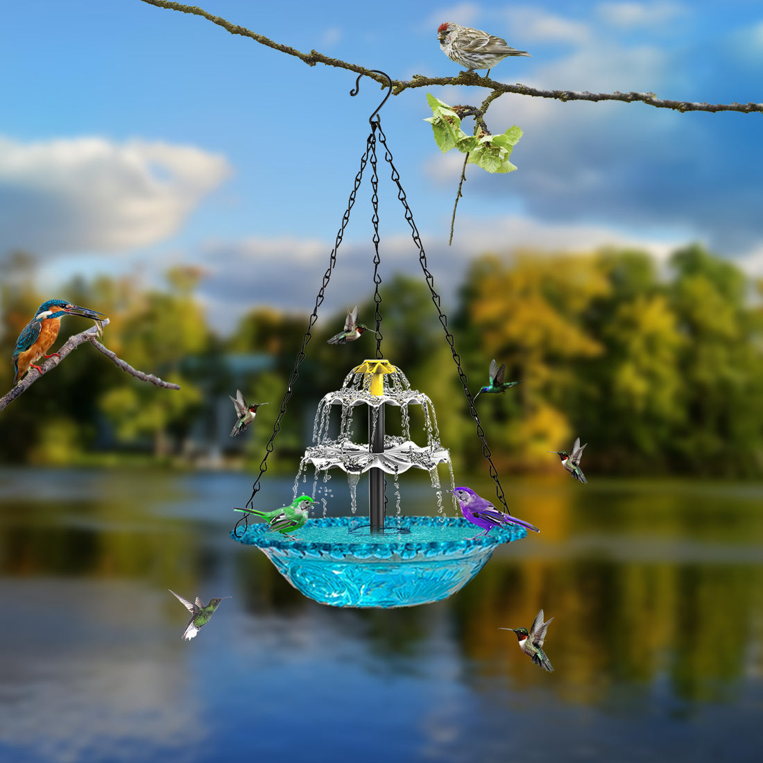 Solar-Powered Fountain Bird Feeder Bird Bath