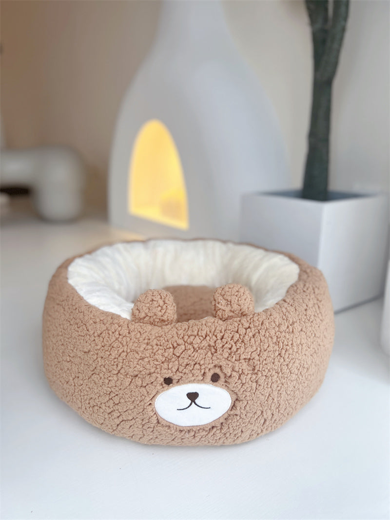 Cartoon Plush Round Pet Nest Four-Season Bed